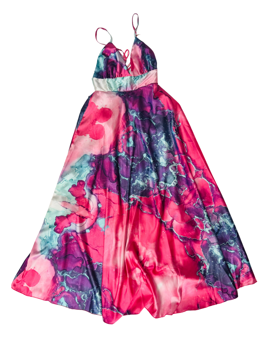 Ocean Bloom Satin Dress