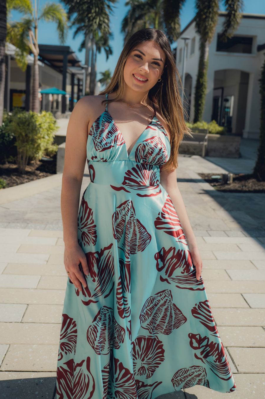 Oceana Satin Leaf Dress