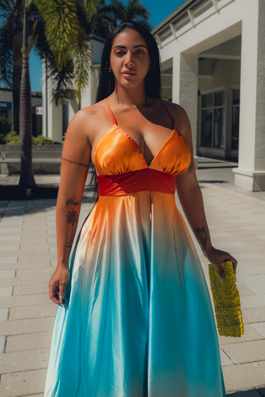 Sunset Glow Satin Dress