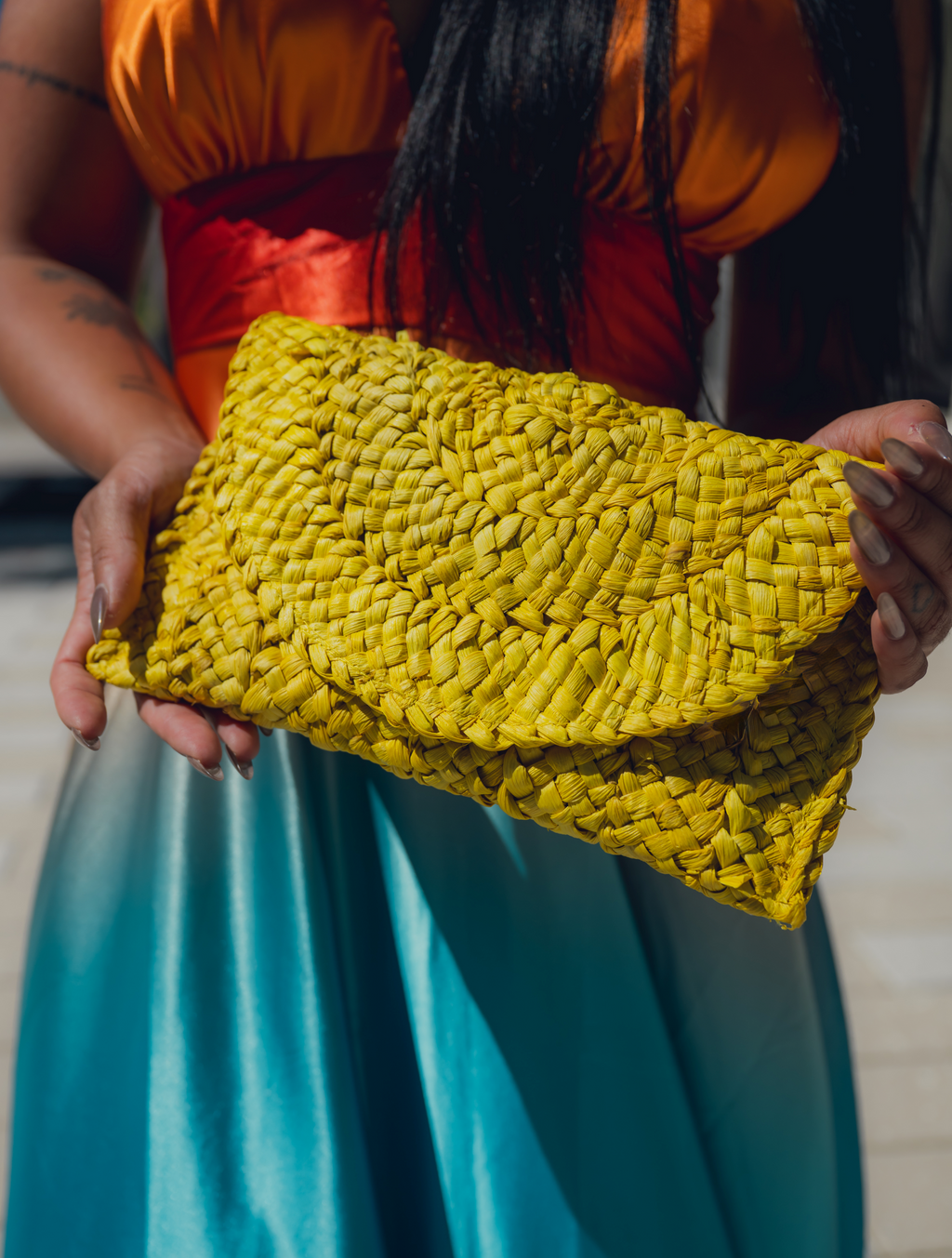 Elegant Woven Clutch – Handcrafted Style – Aquamarie - Swimwear